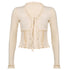 Spice Girls Tie V-Neck Cardigan Long Sleeve Top Women - ROUTINE FASHION